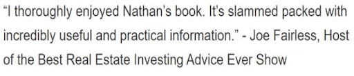 Joe Fairless, a renowned real estate investor praises Nathan Tabor for his book.  