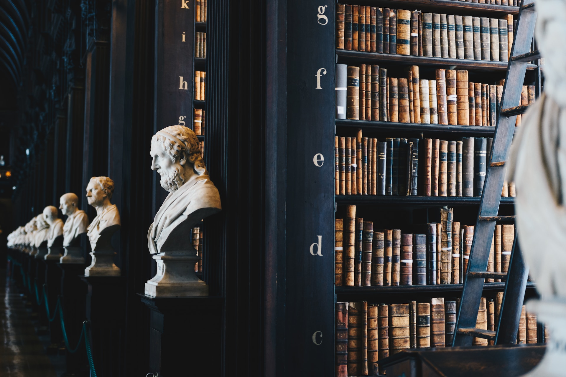 Law books in a library.