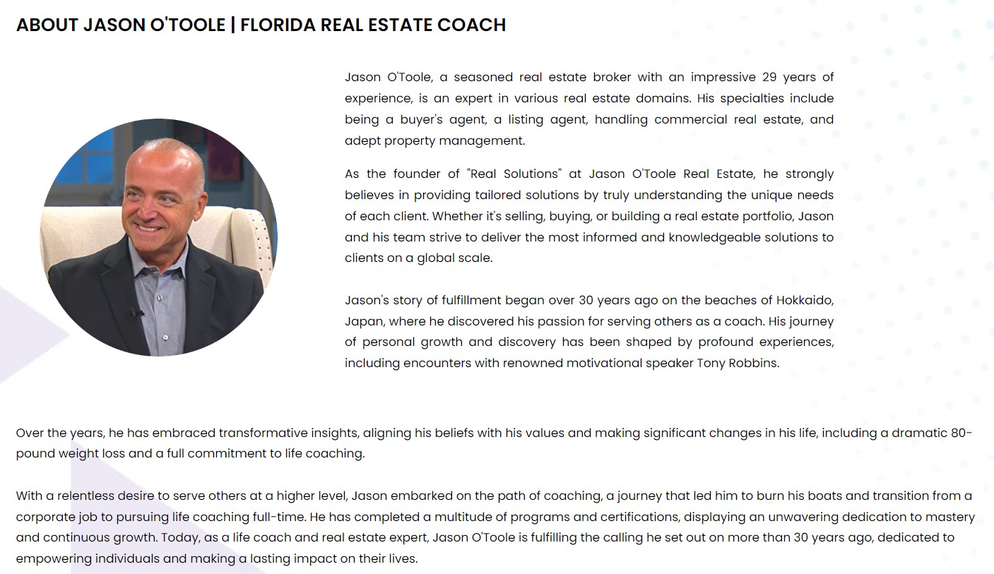 JASON O'TOOLE FLORIDA REAL ESTATE COACH